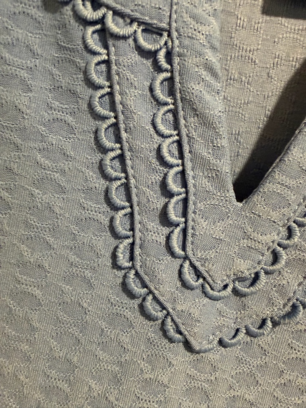 Ruby Rd. Pale Blue Split V-Notch Knit Top - Picture 3 of 6